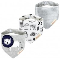 Mom's Care 嬰兒三角口水巾  -  黑白獅子 (3件套裝)